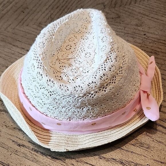 Addie and Tate toddler woven hat pink and tan - Picture 2 of 6